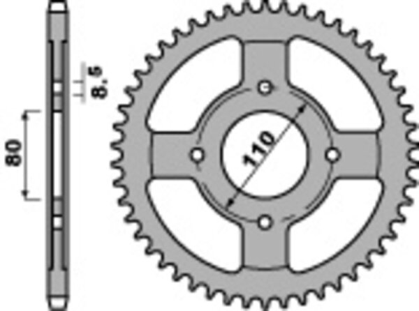 PBR Standard Kettenrad C45 Stahl 4597 - 428