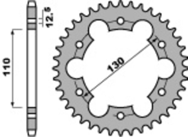 PBR Standard Kettenrad C45 Stahl 4401 - 530