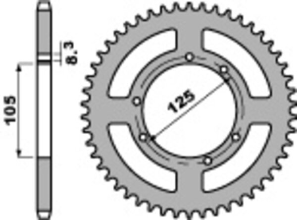 PBR Standard Kettenrad Stahl 4413 - 428