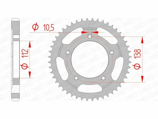 AFAM Standard Stahlritzel hinten 12607 - 530