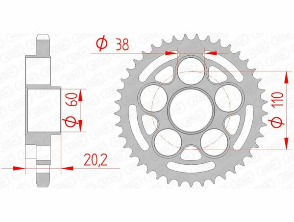 AFAM Standard Stahlritzel hinten 50800 - 525