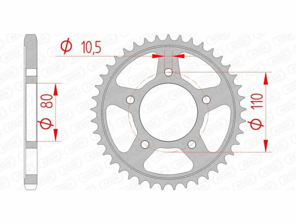 AFAM Standard Stahlritzel hinten 10504 - 525