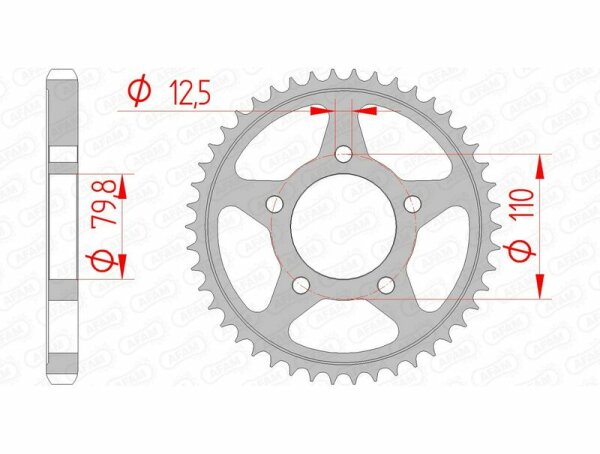 AFAM Standard Stahlritzel hinten 86600 - 530