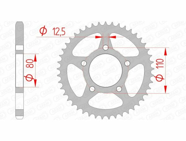 AFAM Standard Stahlritzel hinten 10608 - 525