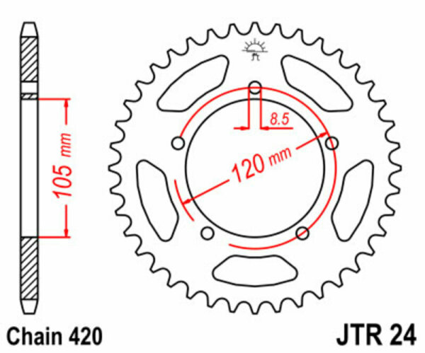 JT SPROCKETS Standard Stahlritzel hinten 24 - 420