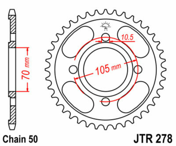 JT SPROCKETS Standard Stahlritzel hinten 278 - 530