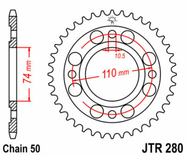 JT SPROCKETS Standard Stahlritzel hinten 280 - 530