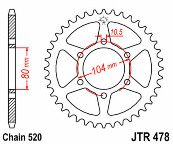 JT SPROCKETS Standard Stahlritzel hinten 478 - 520