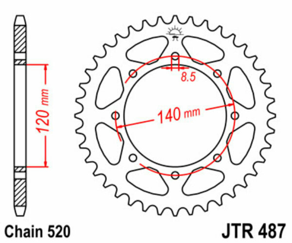 JT SPROCKETS Standard Stahlritzel hinten 487 - 520