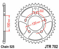 JT SPROCKETS Standard Stahlritzel hinten 702 - 525