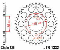 JT SPROCKETS Standard Stahlritzel hinten 1332 - 525