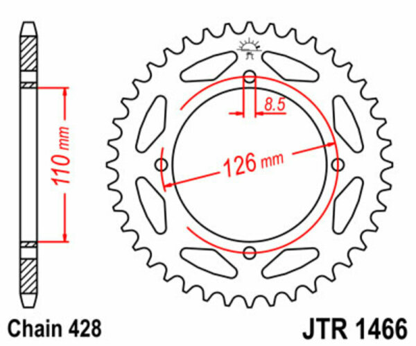 JT SPROCKETS Standard Stahlritzel hinten 1466 - 428