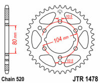 JT SPROCKETS Standard Stahlritzel hinten 1478 - 520