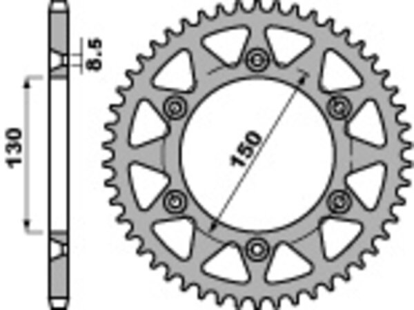 PBR Standard Kettenrad C45 Stahl 270 - 520