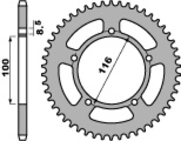 PBR Standard Kettenrad C45 Stahl 464 - 420