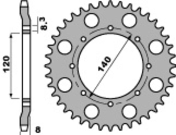 PBR Standard Kettenrad C45 Stahl 506 - 520