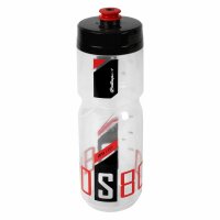 POLISPORT Water Bottle S800 Clear/Black/Red Screw-On Cap...