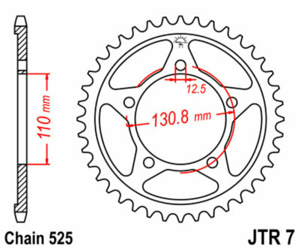 JT SPROCKETS Standard Stahlritzel hinten 7 - 525