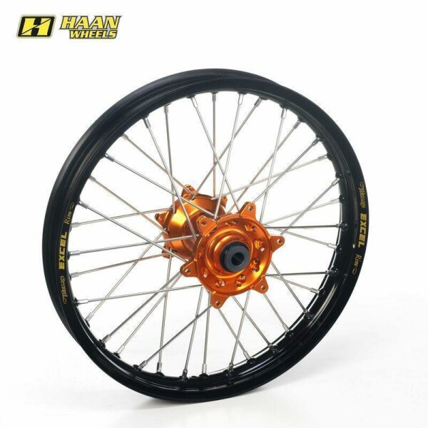 HAAN WHEELS Komplett Hinterrad 18x4,25x36T Schwarz Felg/Orange Nabe/Silber Speichen/Silber Speichennippel