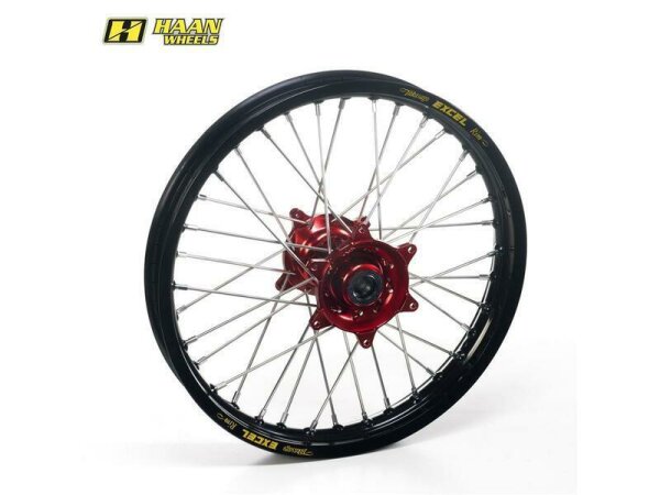 HAAN WHEELS SM Komplett Hinterrad Tubeless 17x5,00x36T Schwarz Felge/Rot Nabe/Silber Speichen/Silber Speichennippel