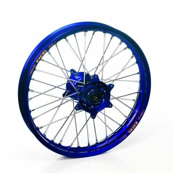 HAAN WHEELS Komplett Hinterrad 17x5,00x36T Blau Felge/Blau Nabe/Schwarz Speichen/Gold Speichennippel