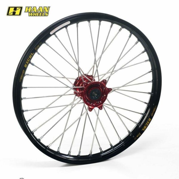 HAAN WHEELS SM Komplett Vorderrad Tubeless 17x3,50x36T Schwarz Felge/Rot Nabe/Silber Speichen/Silber Speichennippel