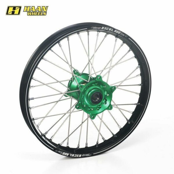 HAAN WHEELS A60 Komplett Hinterrad 18x2,15x36T Schwarz Felge/Grün Nabe/Silber Speichen/Silber Speichennippel