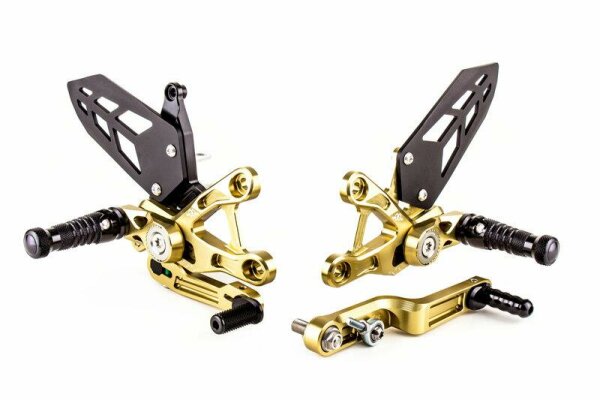 GILLES TOOLING MUE2 Einstellbare Fußrastenanlage Gold Suzuki GSX-R1000