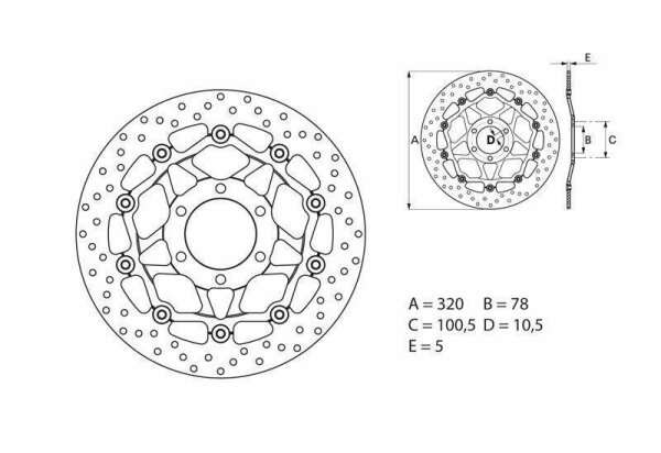 BREMBO Serie Oro Bremsscheibe schwimmend - 78B40874