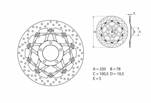 BREMBO Serie Oro Bremsscheibe schwimmend - 78B40881