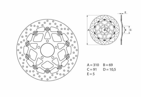 BREMBO Serie Oro Bremsscheibe schwimmend - 78B40865