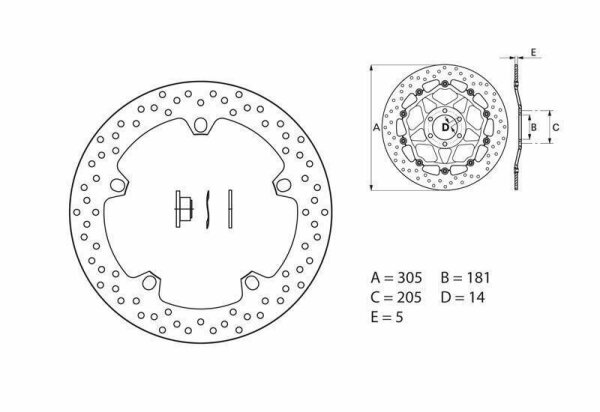 BREMBO Serie Oro Bremsscheibe starr - 168B407D6