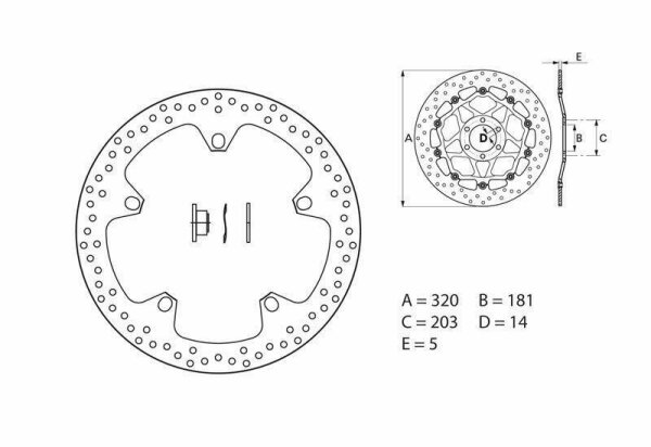 BREMBO Serie Oro Bremsscheibe starr - 168B407D7