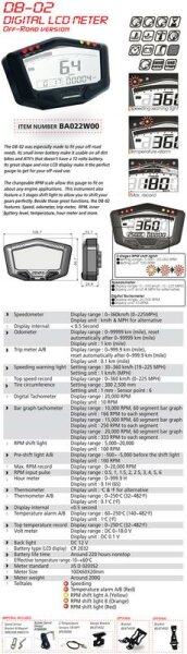 Digitaler Multifunktions-Tacho Koso DB02R universal