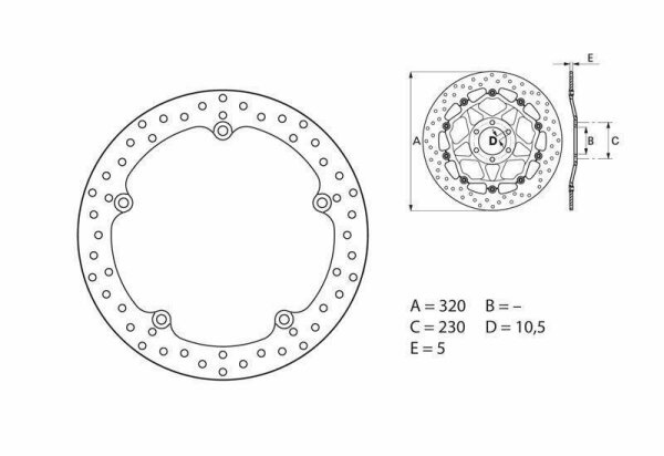 BREMBO Serie Oro Bremsscheibe starr - 68B407G7