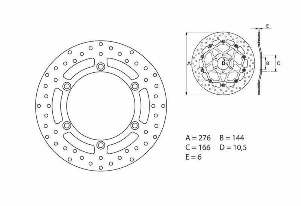 BREMBO Serie Oro Bremsscheibe starr - 68B407E7