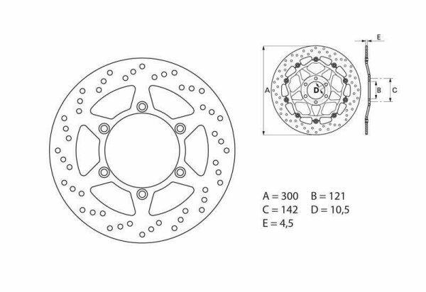 BREMBO Serie Oro Bremsscheibe starr - 68B407D5