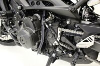 GILLES TOOLING Vordere Ritzelabdeckung Schwarz/Silber Yamaha MT-09