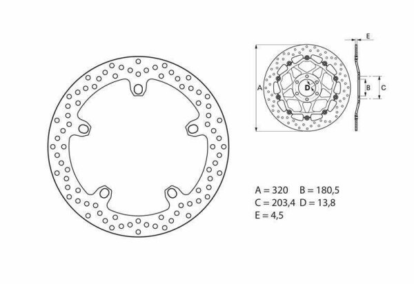 BREMBO Serie Oro Bremsscheibe starr - 68B407H7