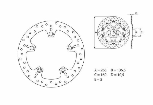 BREMBO Serie Oro Bremsscheibe starr - 68B407C0