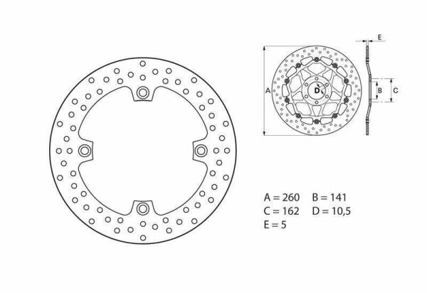 BREMBO Serie Oro Bremsscheibe starr - 68B407E3