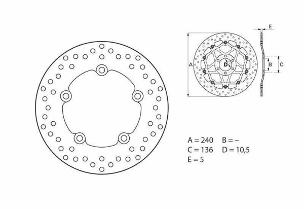 BREMBO Serie Oro Bremsscheibe starr - 68B407G8