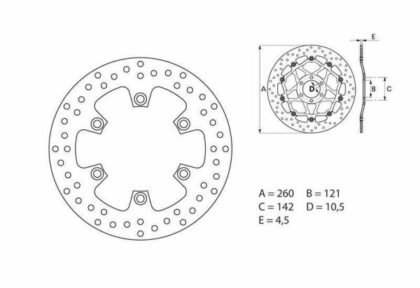 BREMBO Serie Oro Bremsscheibe starr - 68B407B3