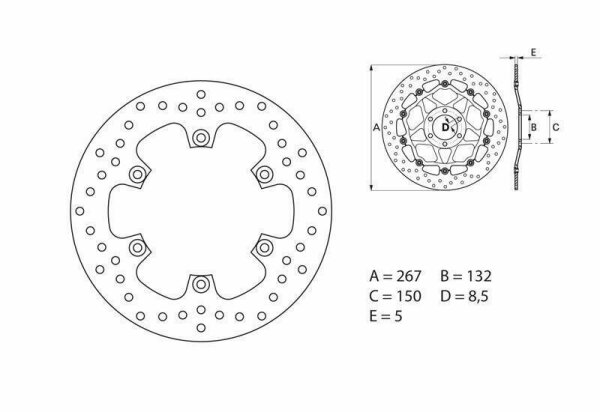 BREMBO Serie Oro Bremsscheibe starr - 68B407E4