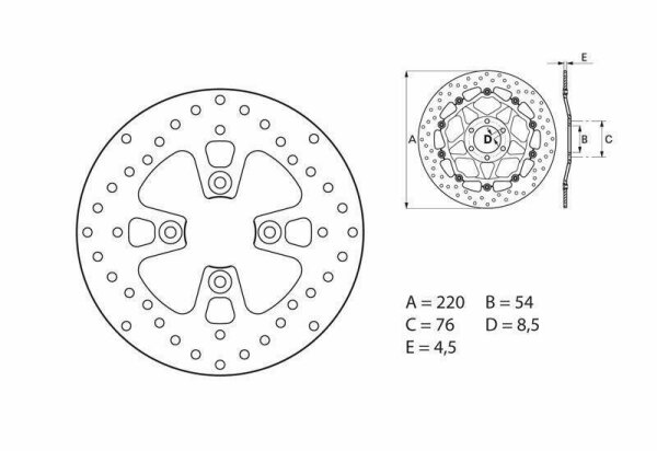 BREMBO Serie Oro Bremsscheibe starr - 68B407G3