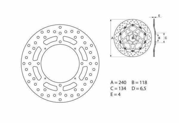 BREMBO Serie Oro Bremsscheibe starr - 68B40769