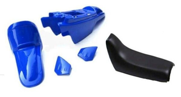 ART Plastik-Kit Originalfarbe blau mit Sattel komplett schwarz Yamaha PW50